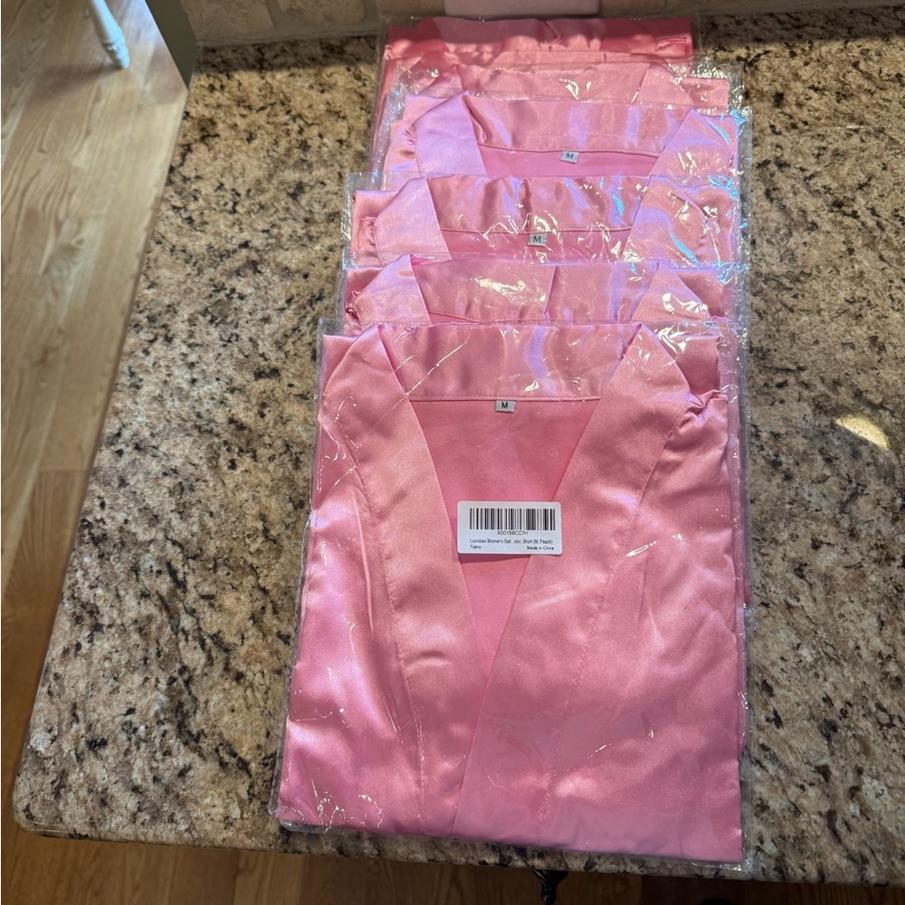 8 Pink Satin Robes